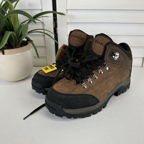 New DieHard Hiker Steel Toe Work Boots Brown Black Lace Up Leather Mens Size 8 D - Picture 2 of 10